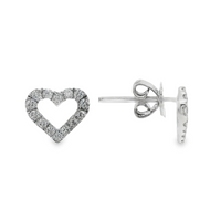 18kt White Gold Lab-Grown Round Diamond Heart Stud Earrings (.21ct)