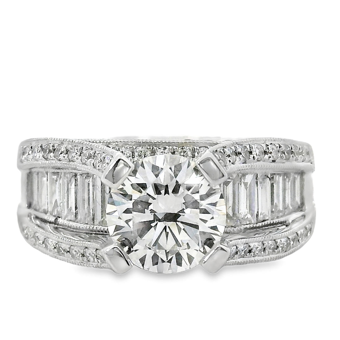 18kt White Gold Lab-Grown Round Diamond Engagement Ring (2.68ct)