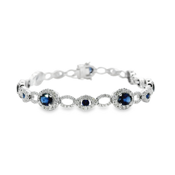 18kt White Gold Natural Sapphire and Natural Diamond Tennis Bracelet (5.71ct)
