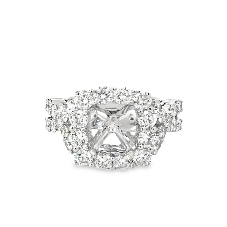 18kt White Gold Halo Natural Diamonds Semi-Mount Ring (1.96ct)