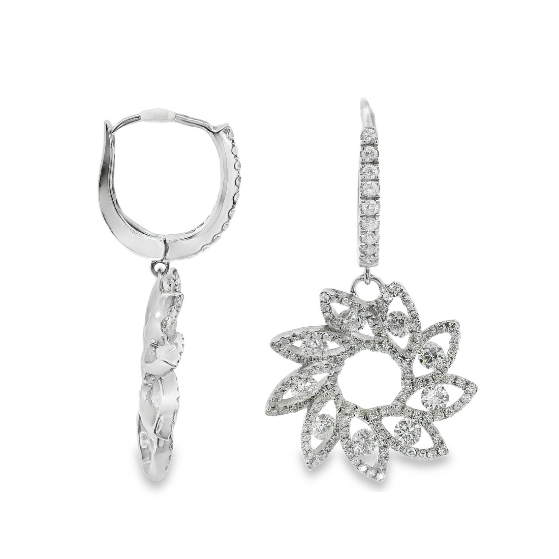 18kt White Gold Natural Diamonds Drop Earrings (1.65ct)
