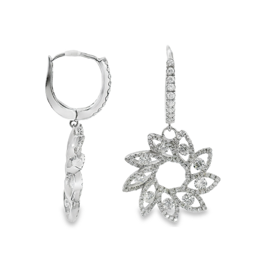 18kt White Gold Natural Diamonds Drop Earrings (1.65ct)