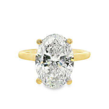 18kt Two-Tone Lab-Grown Oval Diamond and Natural Round Diamonds Hidden Halo Engagement Ring (4.24ct)