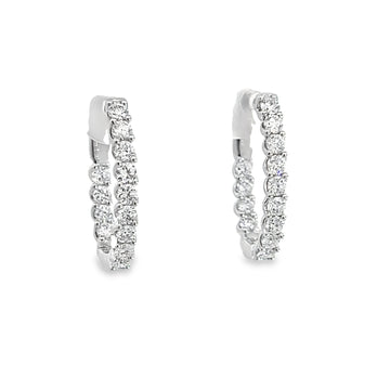 18K White Gold Medium Hoop Natural Diamond Earrings (1.04ct)