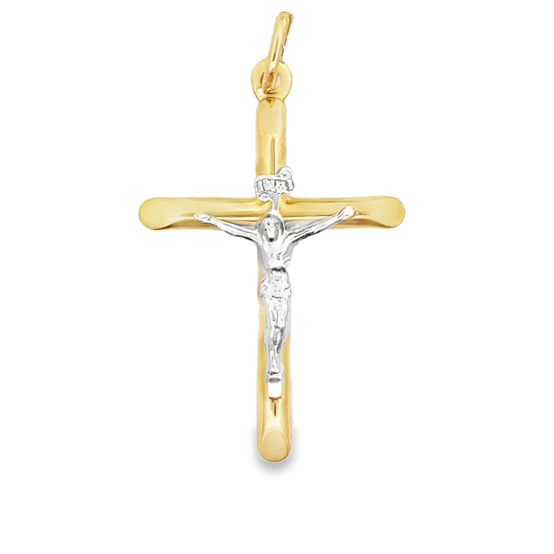 14kt Two-Tone Gold Italian-Made Crucifix Charm (1.0g)