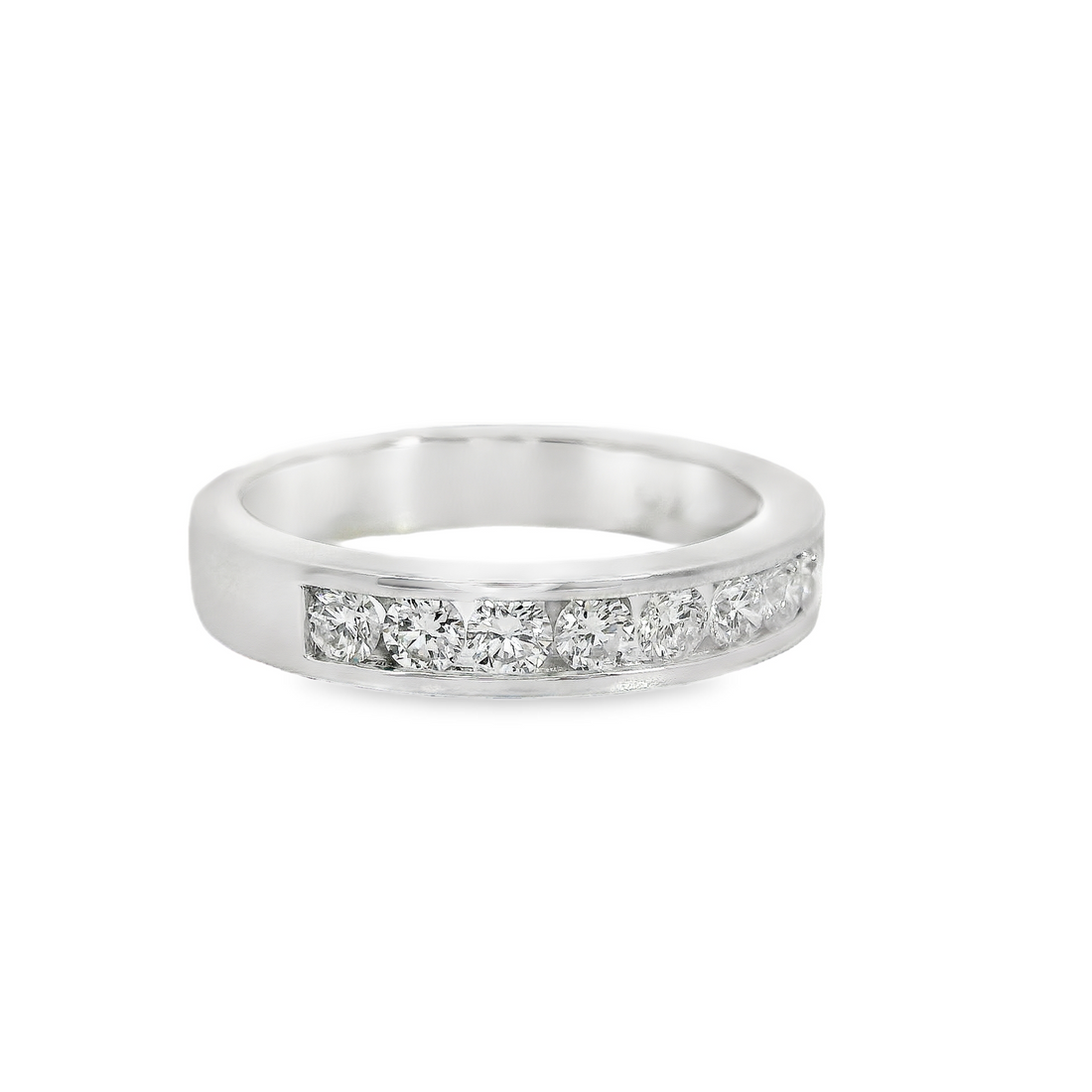 18kt White Gold Natural Round Diamond Wedding Ring (.78ct)