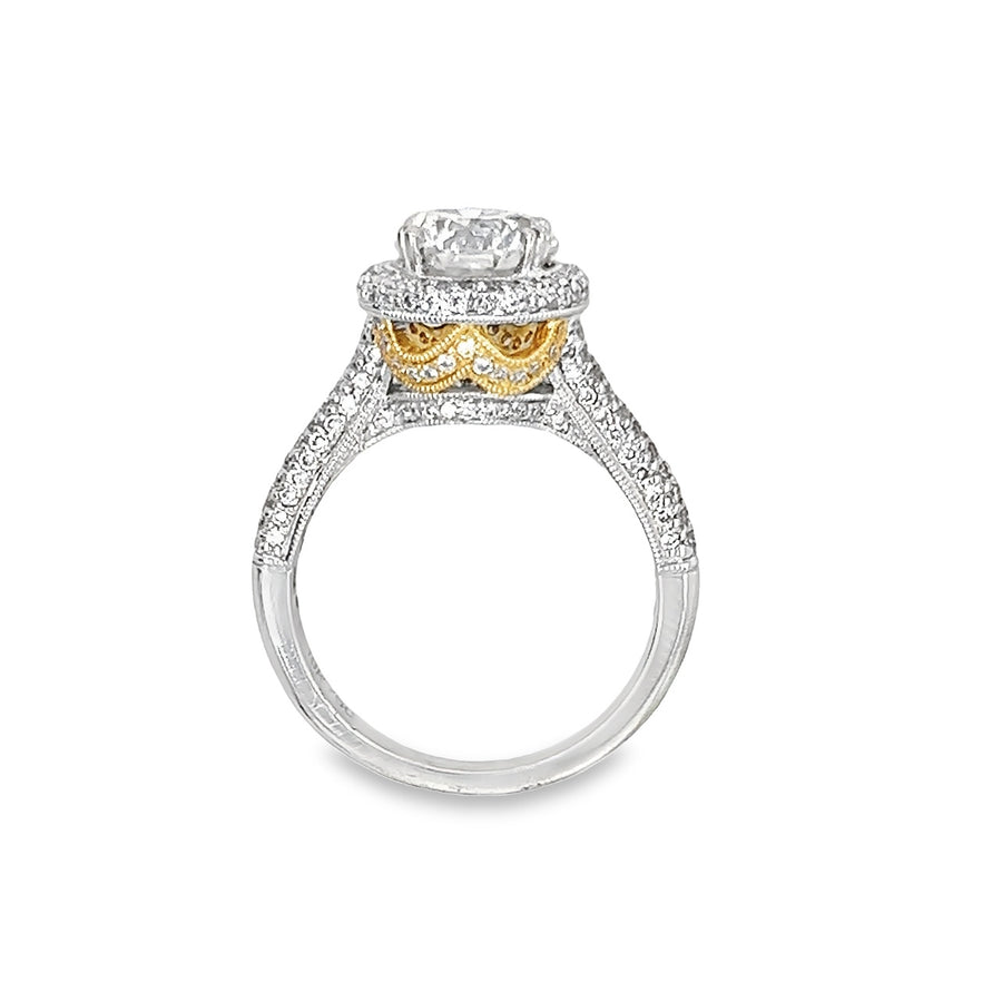 18K Two-Tone Gold Natural Round Brilliant Engagement Ring (2.74ct)