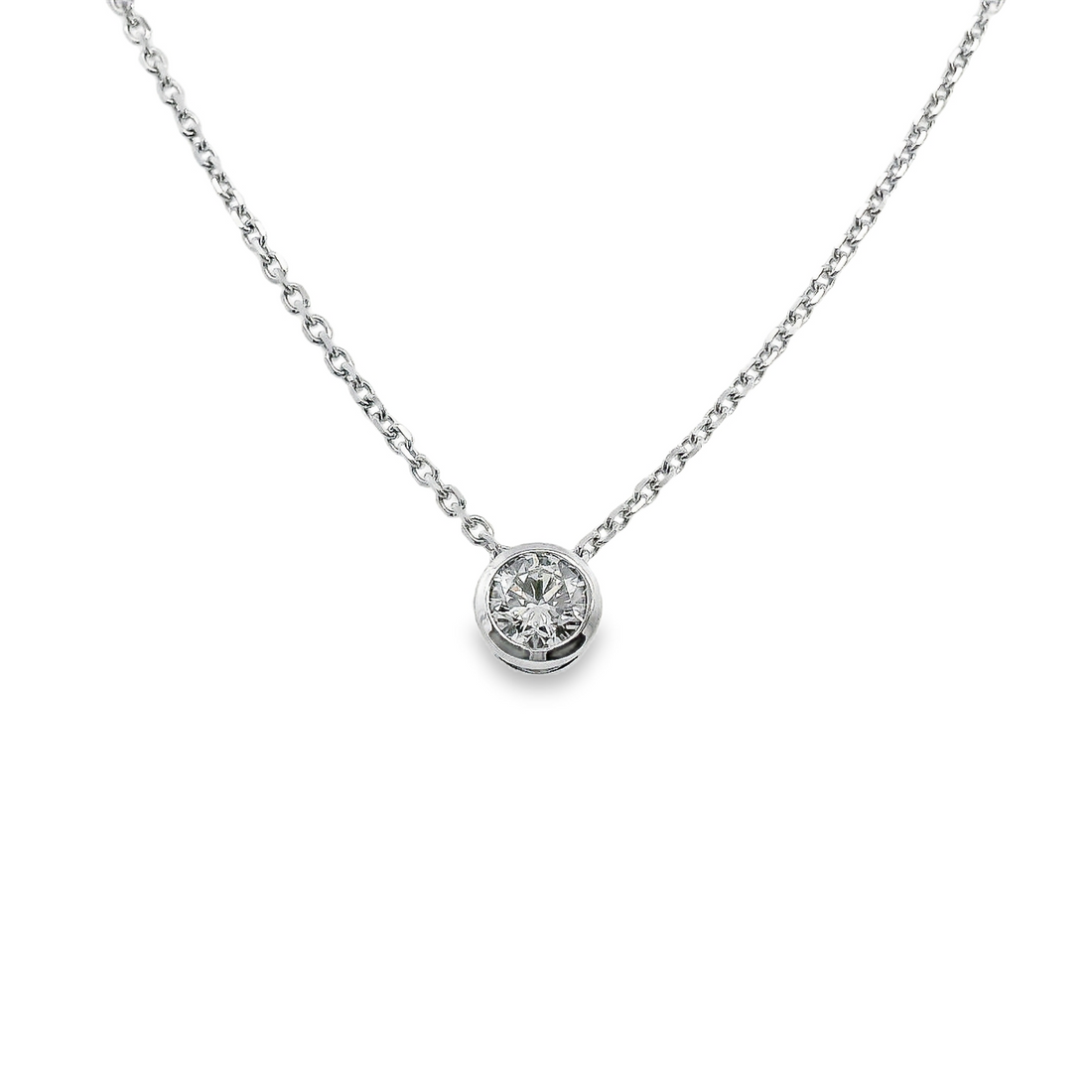 14kt White Gold Lab-Grown Round Diamond Pendant (.73ct)