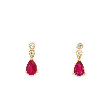 18kt Rose Gold Natural Diamond and Ruby Earrings (1.13ct)