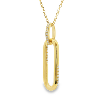18kt Yellow Gold Natural Round Diamond Paperclip Dangle Pendant (.56ct)