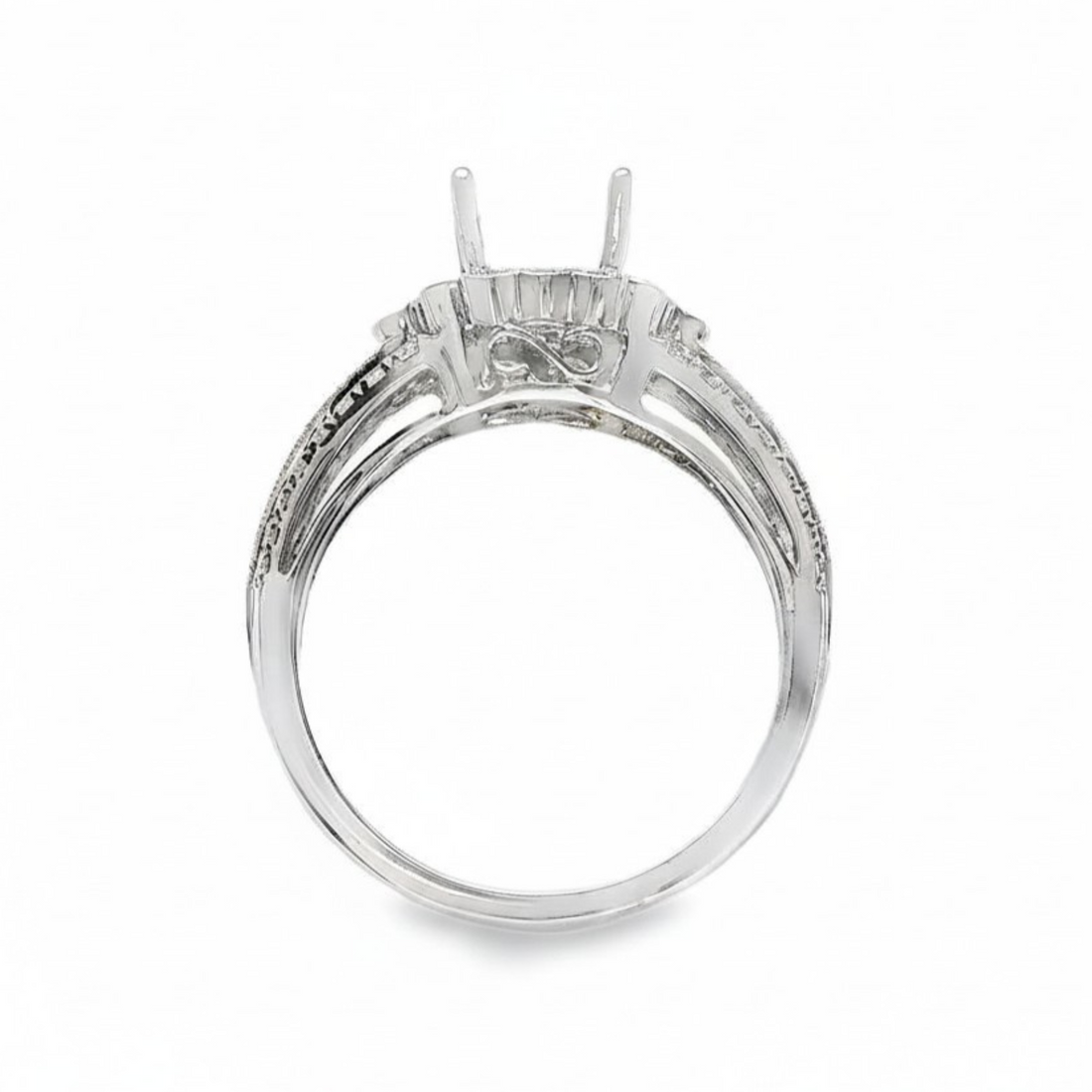 18kt White Gold Natural Full-Cut Diamond Semi-Mount Ring (.63ct)