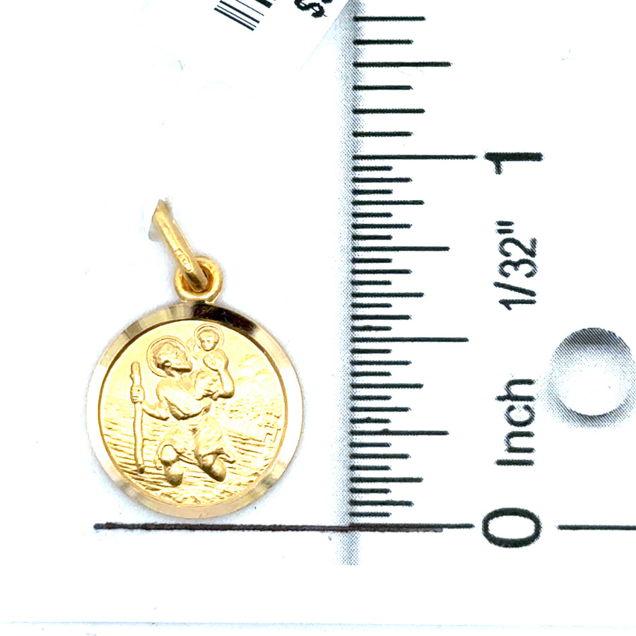 18kt Yellow Gold 15mm Italian Made St. Christopher Medal (2.52g)