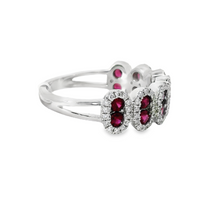 18kt White Gold Round Natural Rubies and Round Natural Diamonds Ring (1.16ct)