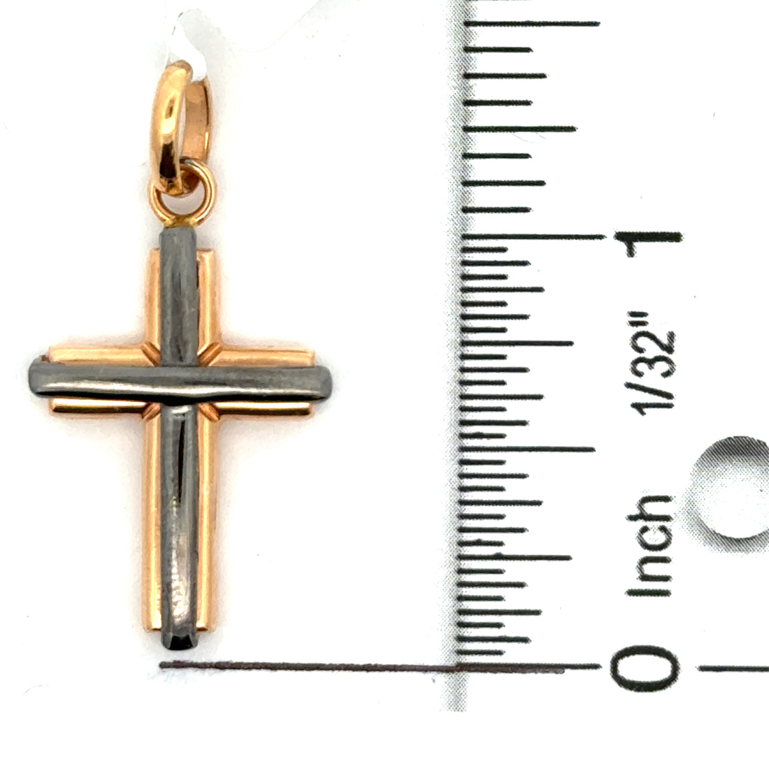 18kt Rose and Black Gold Italian Made Cross Pendant (2.94g)