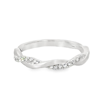 18kt White Gold Diamond Twisted Wedding Ring (0.13ct)