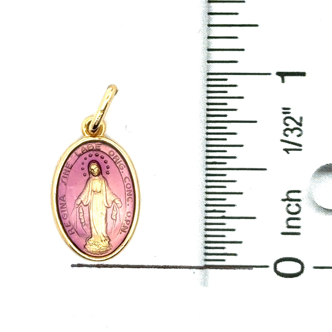 18kt Yellow Gold Italian Made Miraculous Medal Charm With Enameled Front (2.27g)