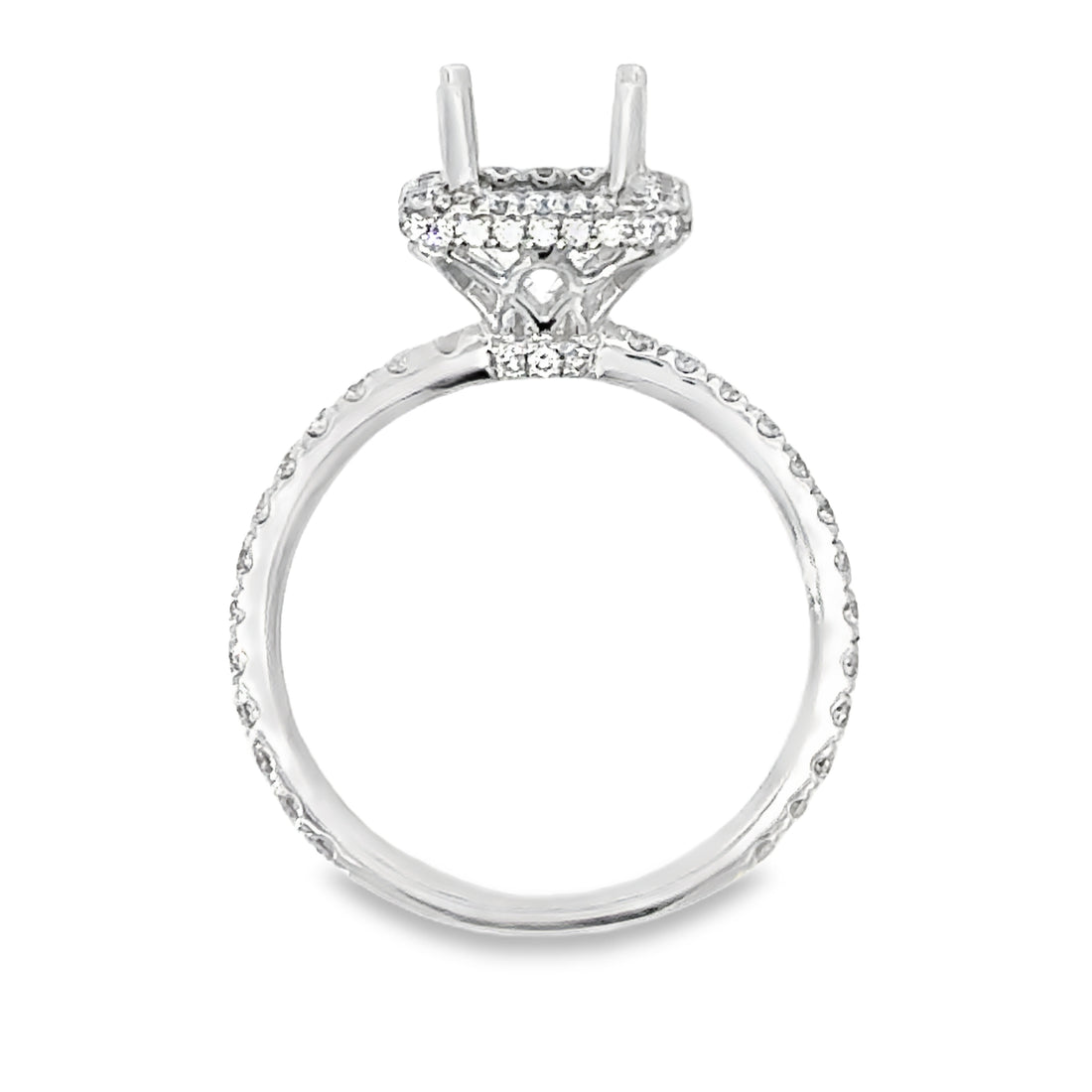 18kt White Gold Halo Natural Diamonds Semi-Mount Ring (0.77ct)