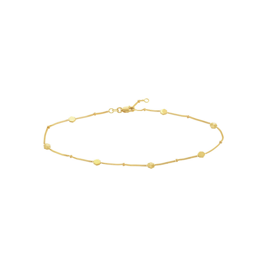 14K Yellow Gold 10" 1.04mm Bead Anklet (2.35g)