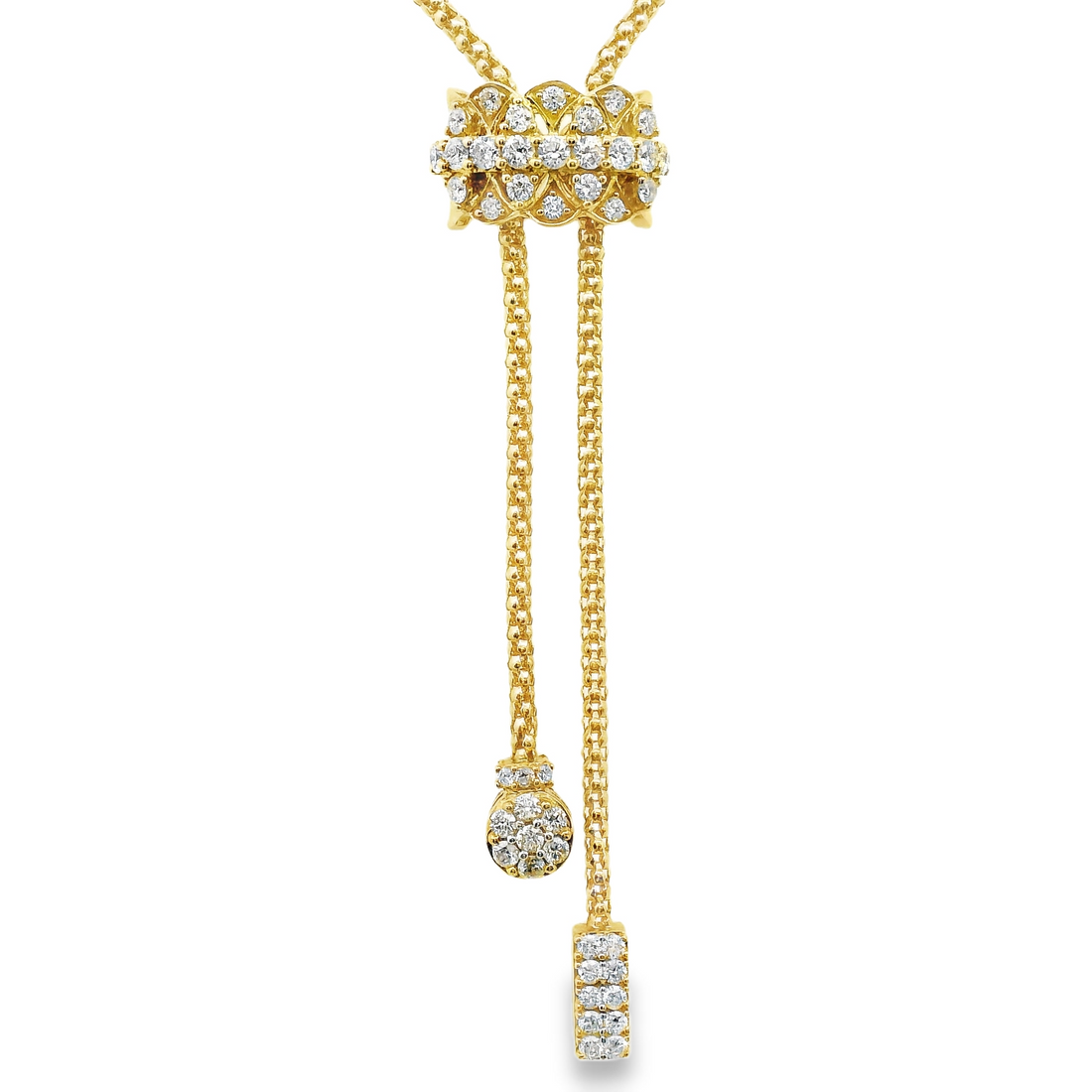 18kt Yellow Gold Full Cut Diamond Lariat Necklace (.69ct)