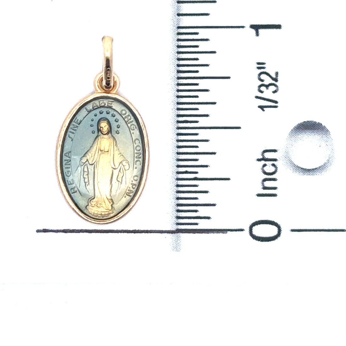 18kt Yellow Gold Italian Made Miraculous Medal With Enameled Front (2.39g)