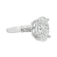 18kt White Gold Lab-Grown Oval & Natural Baguette Diamonds Engagement Ring (3.53ct)