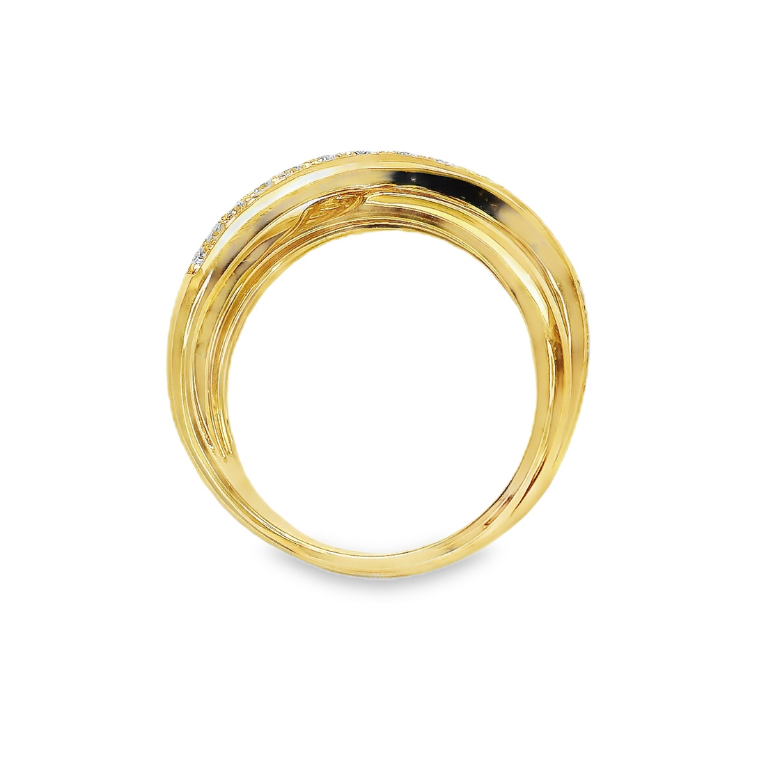 18kt Yellow Gold Natural Round Diamond Freeform Wedding Ring (.40ct)