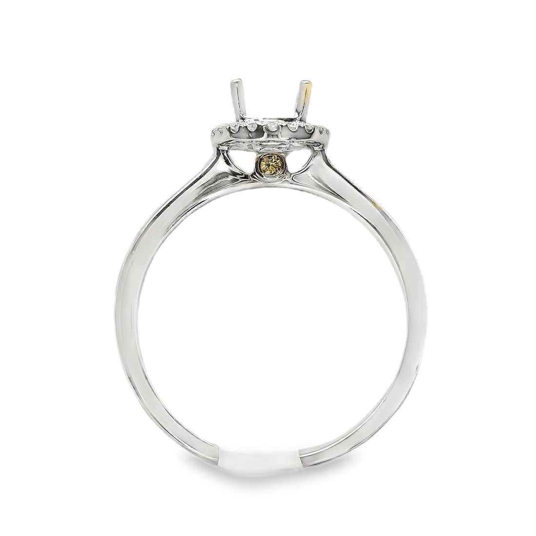 18kt White Gold Full-Cut Diamond Hidden Halo Semi-Mount Ring (.13ct)