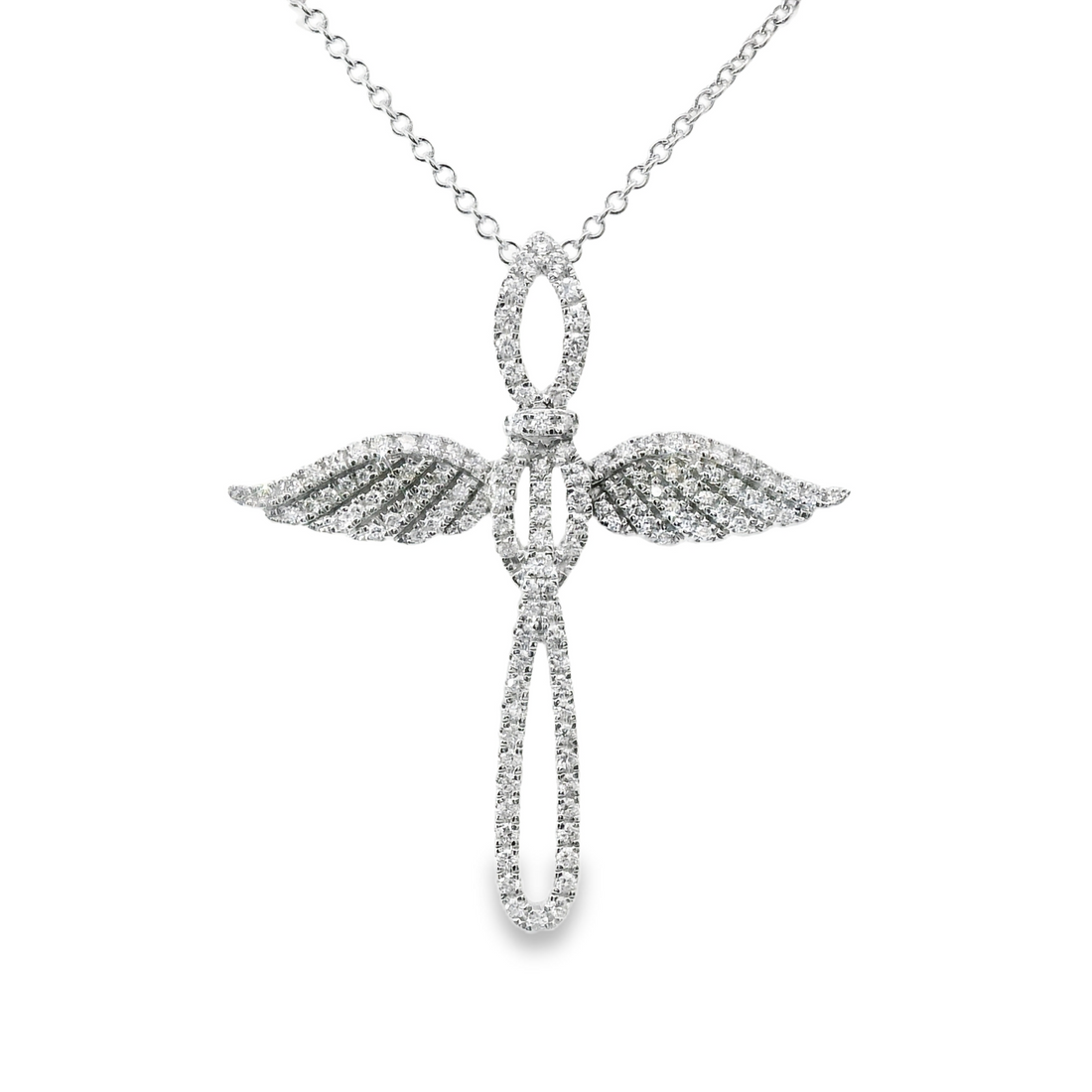 18kt White Gold Natural Diamond Cross Pendant (0.56ct)