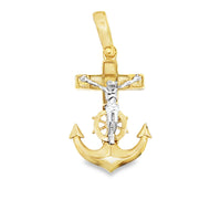 18kt Two-Tone Gold Italian Made Mariner Crucifix (5.8g)