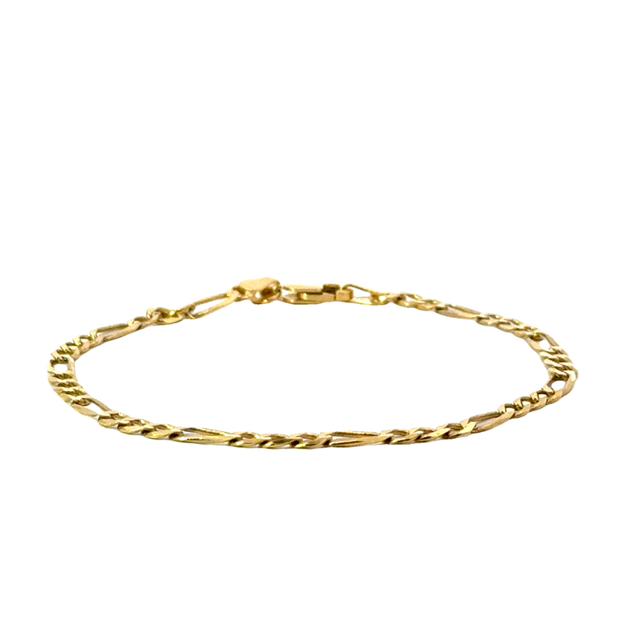 14K Yellow Gold 7" 3.4mm Figaro Bracelet (3.00g)