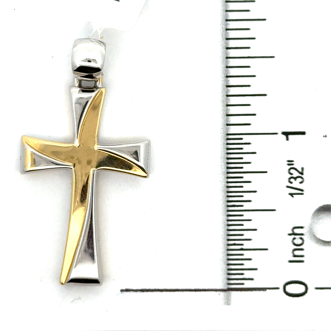 18kt Two-Tone Italian Made Cross Pendant (2.52g)