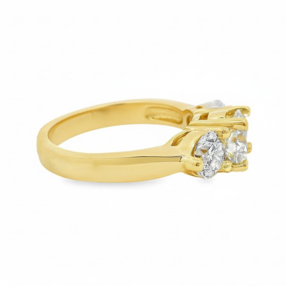 14kt Yellow Gold Lab-Grown Round Diamond 3-Stone Engagement Ring (2.08ct)