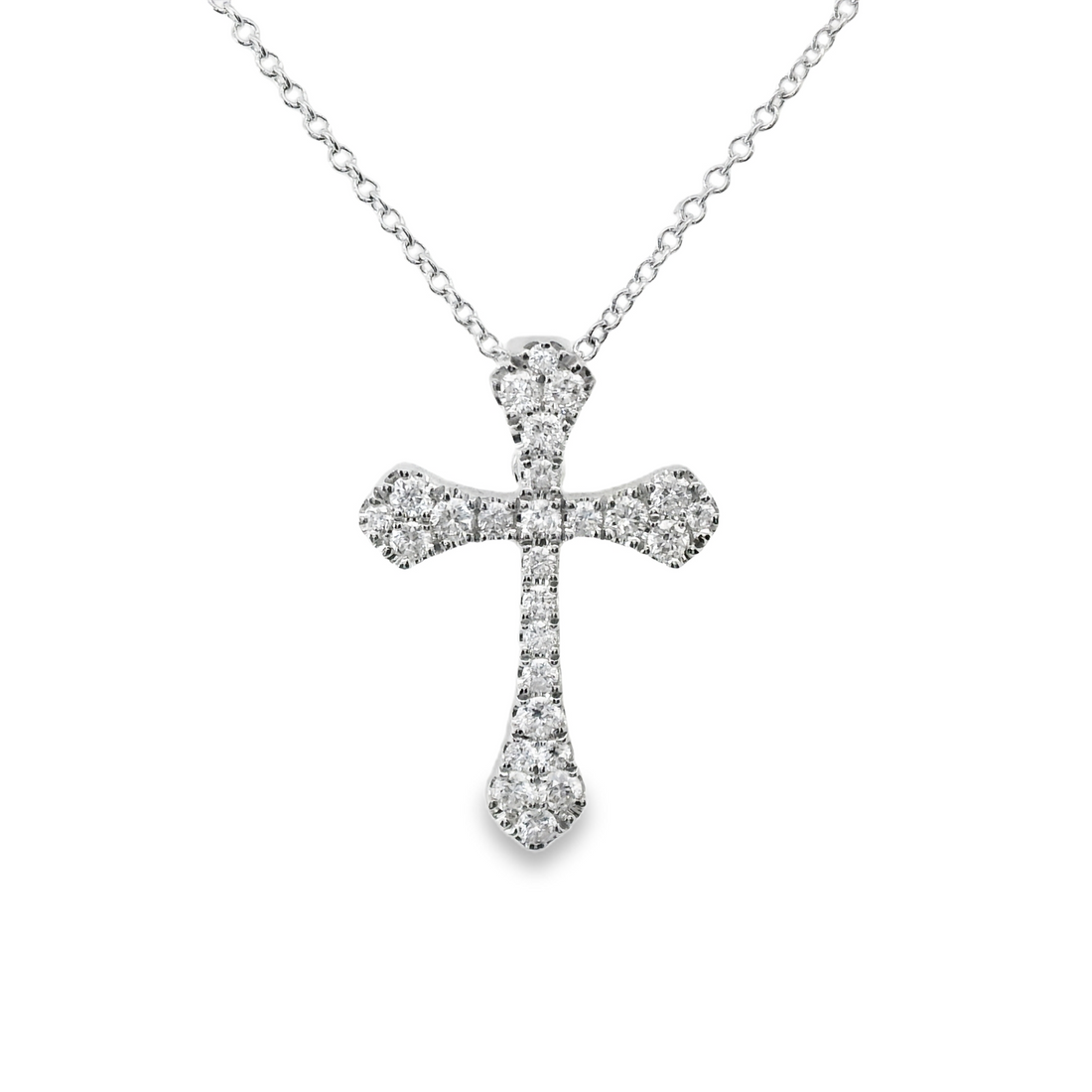 18kt White Gold Natural Diamond Cross Pendant (.36ct)