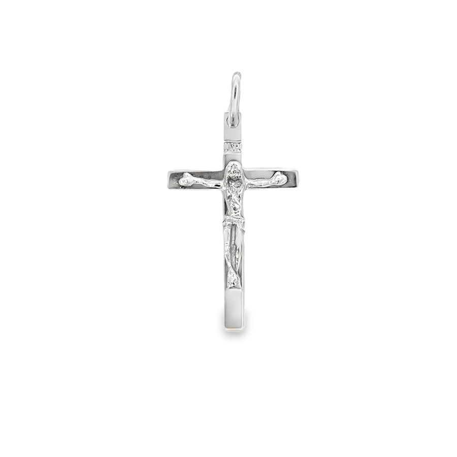 18K White Gold Italian Made Crucifix Pendant (2.0g)