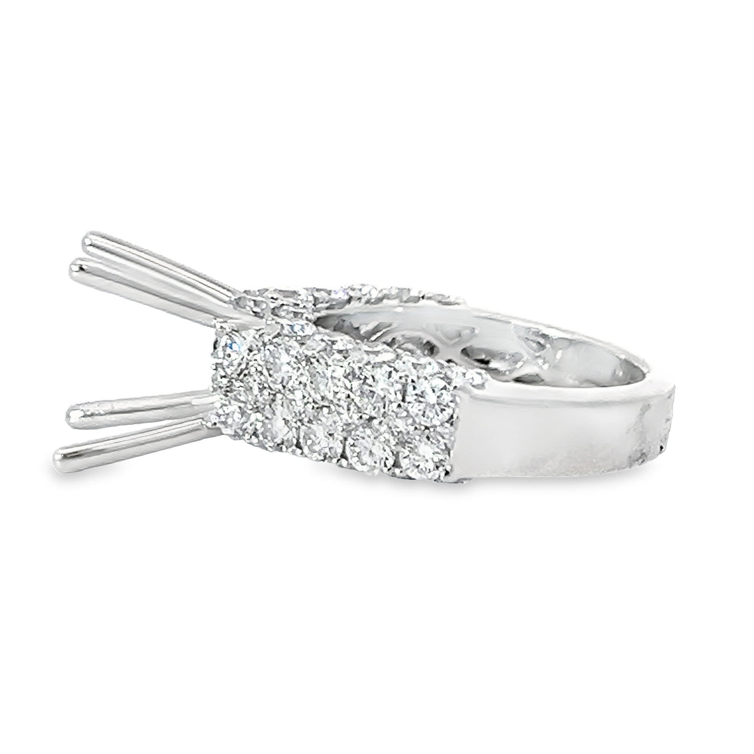 18K White Gold Natural Round Diamond Semi-Mount Ring (3.00ct)