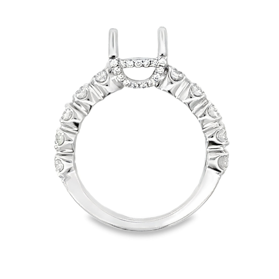 18kt White Gold Hidden Halo Natural Diamonds Semi-Mount Ring (1.34ct)