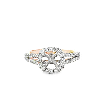 18kt Tu-Tone Gold Halo Natural Diamonds Semi-Mount Ring (0.51ct)