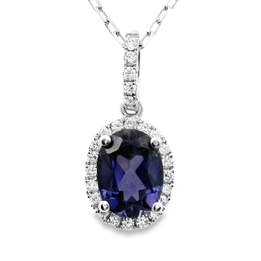 18kt White Gold Lab Grown Sapphire And Natural Diamonds Pendant (1.86ct)
