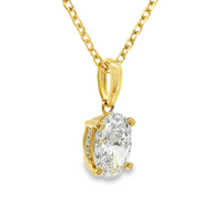 18kt Yellow Gold Lab-Grown Oval Diamond and Natural Round Diamonds Pendant (2.09ct)