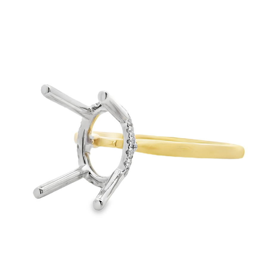 18kt Two-Tone Natural Round Diamond Semi-Mount Ring (.09ct)