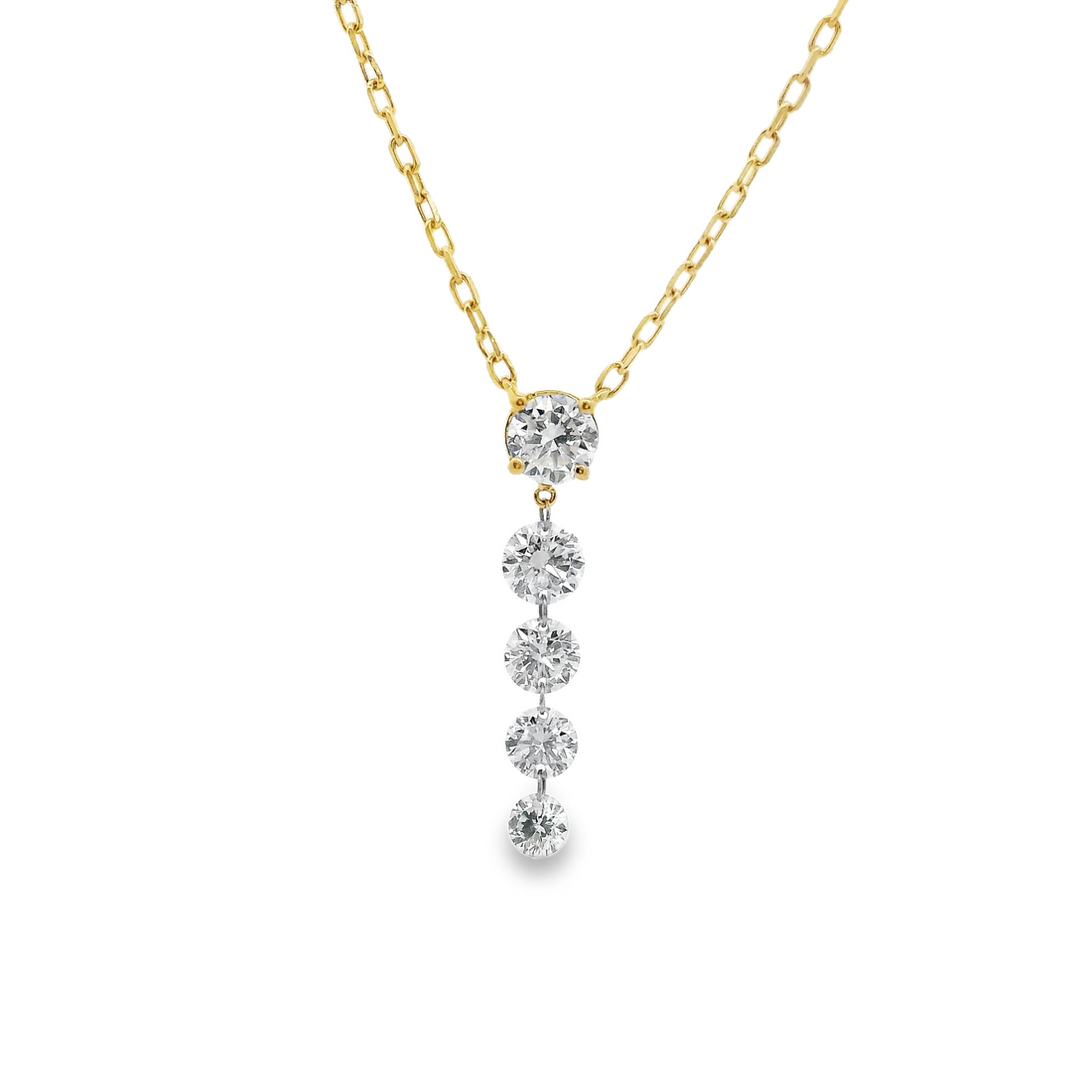 18kt Yellow Gold Natural Round Diamond Drop Pendant (0.62ct)