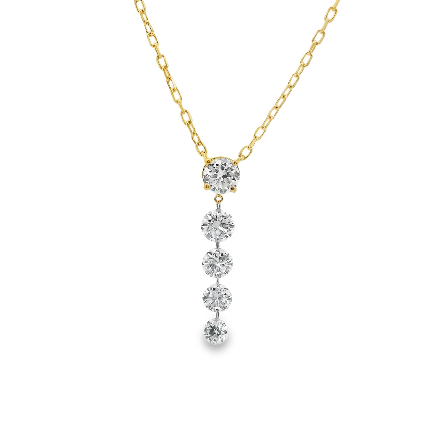 18kt Yellow Gold Natural Round Diamond Drop Pendant (0.62ct)