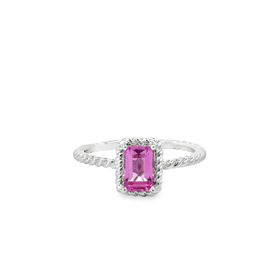 18K White Gold Natural Pink Sapphire Ring (.74ct)