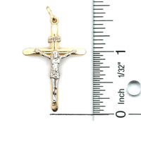 14kt Two-Tone Gold Italian Made Crucifix Pendant (2.18g)