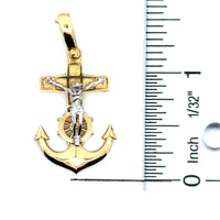 18kt Two-Tone Gold Italian Made Mariner Crucifix (5.8g)