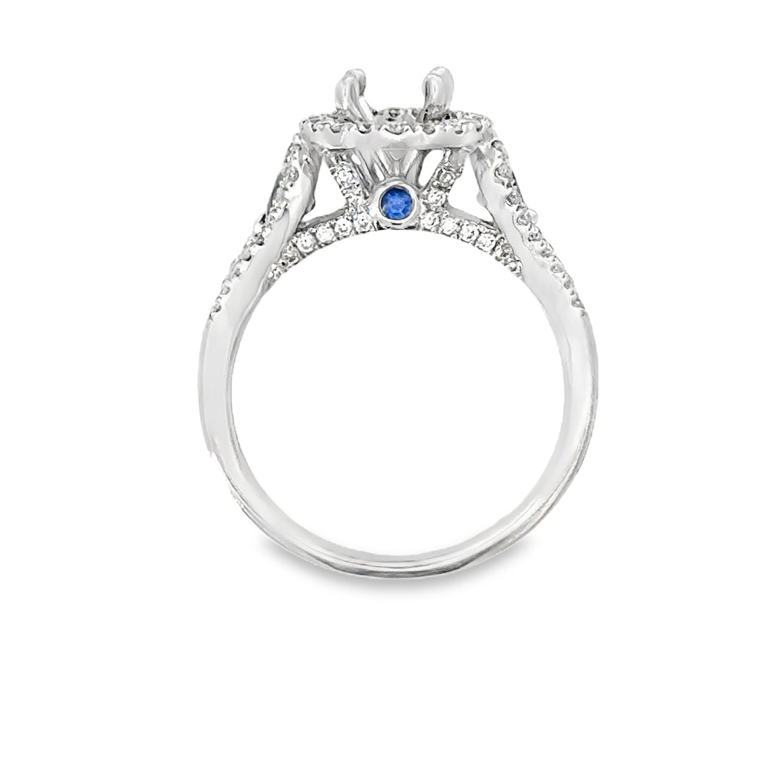 18kt White Gold Halo Natural Diamonds Semi-Mount Ring (1.09ct)