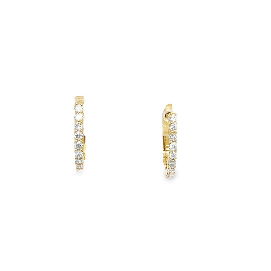 18K Yellow Gold Small Hoop Diamond Earrings (.32ct)