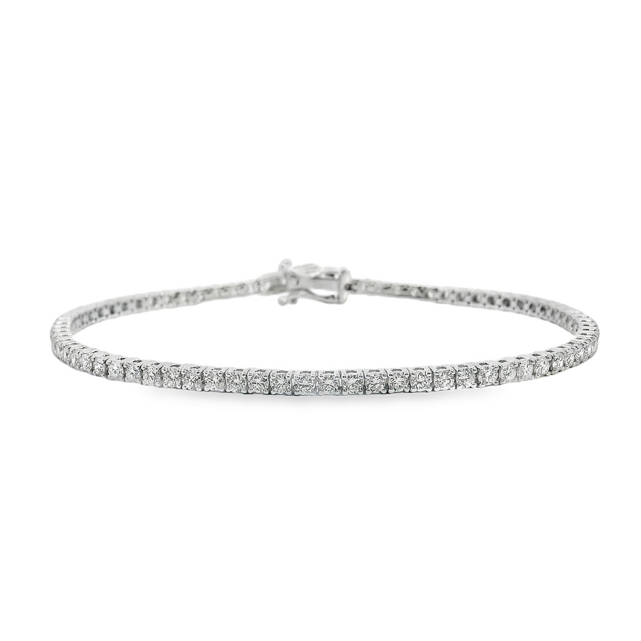14kt White Gold 7" Lab-Grown Round Diamond Tennis Bracelet (3.00ct)