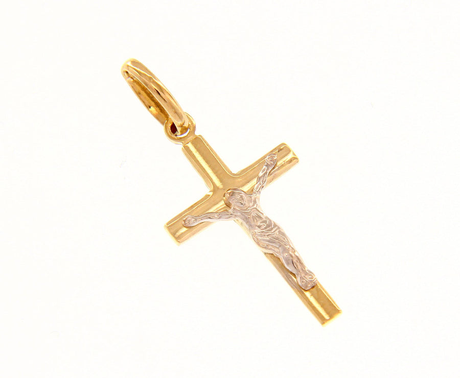 14K Two Tone Gold Crucifix (1.05g)