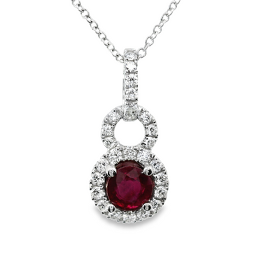 18kt White Gold Natural Diamonds And Natural Ruby Pendant (0.91ct)